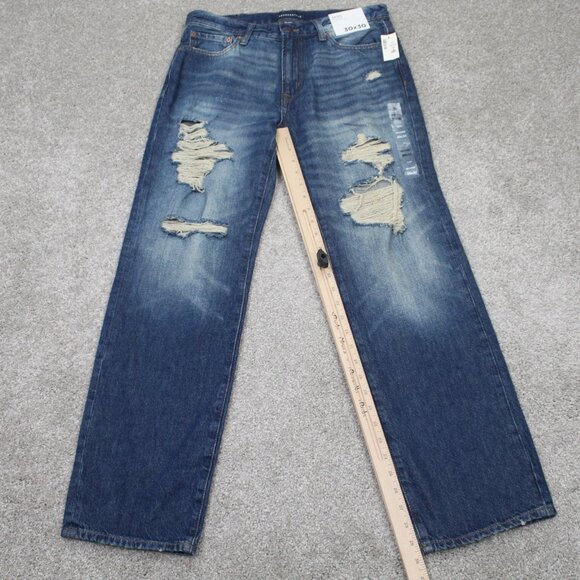 Aéropostale Jeans NWT Mens 30x30 Blue AERO Relaxed Non Stretch Distressed Denim - Picture 3 of 13